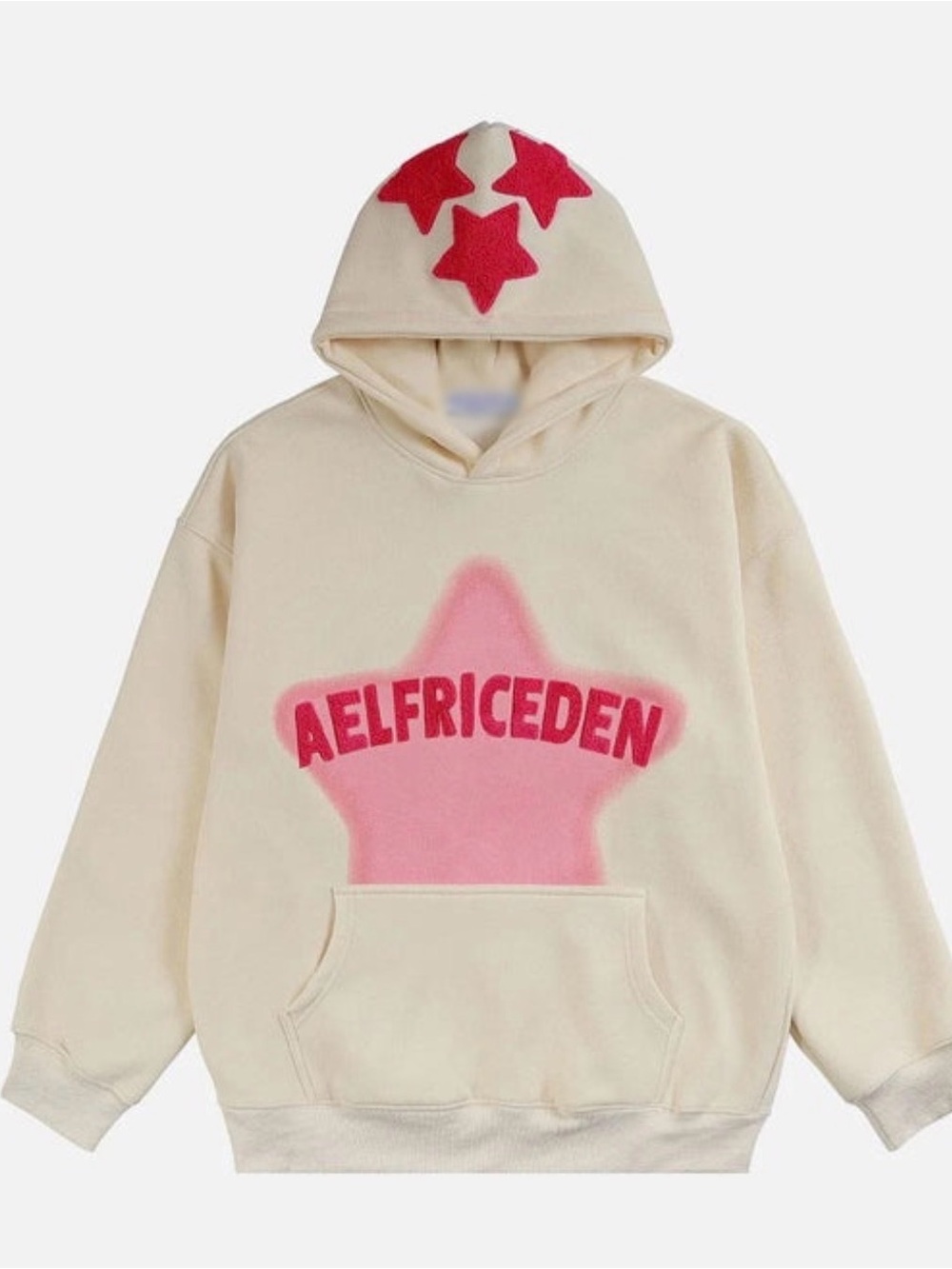 Aelfric Eden Cream Hoodie with Pink Star Logo
